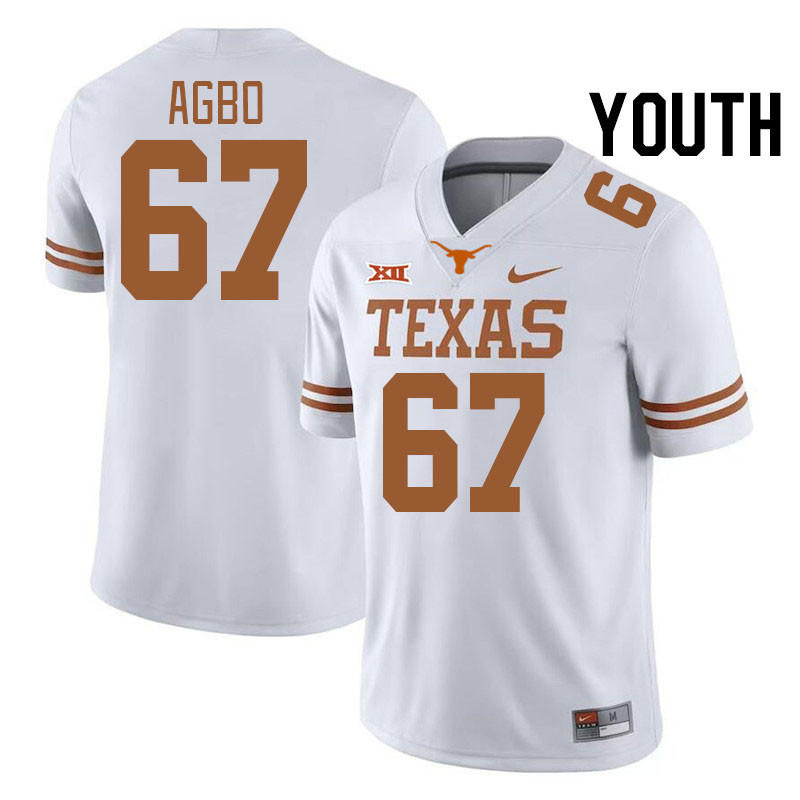 Youth #67 Malik Agbo Texas Longhorns College Football Jerseys Stitched-White